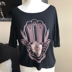 Lira Boho/Aztec Hand Print Loose Tee Small